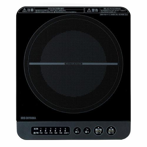 IRIS OHYAMA Индукционная плита 1 конфорка Индукционный нагреватель для приготовления пищи 1400 Вт Настольная конструкция IHK-T37-B Черный