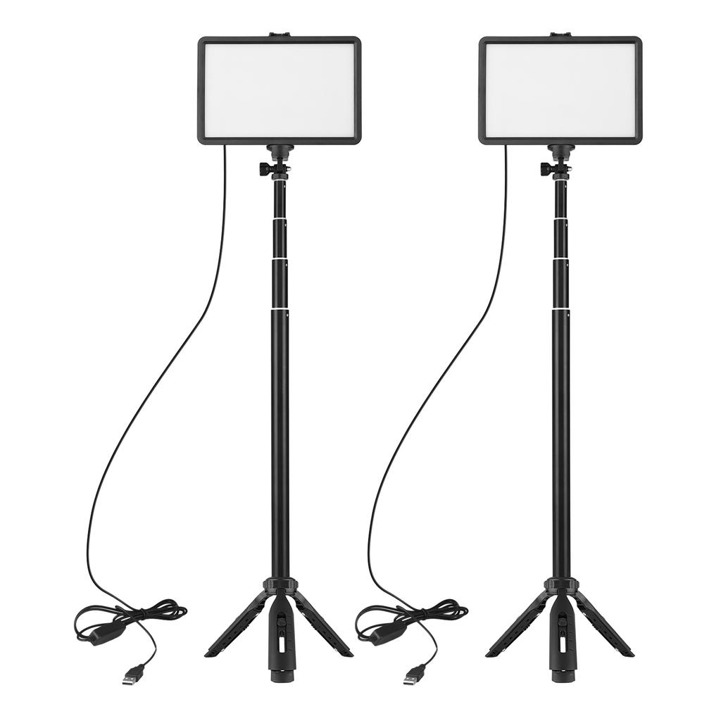 RGB LED Video Light 160 Bi-Color 35 RGB LED Beads 3200K 5600K 10 Brightness Levels with Extendable Tripod for Video Conferencing Laptop