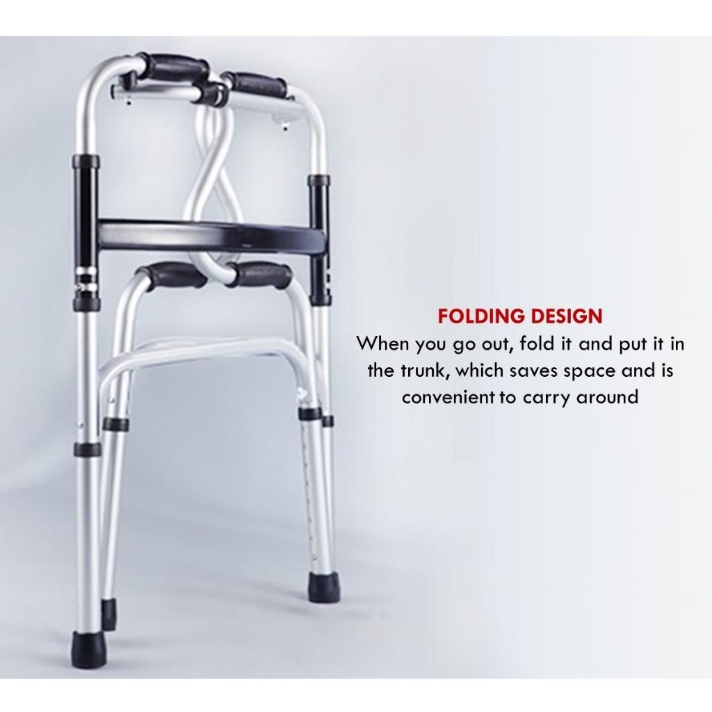3-in-1 Aluminum Alloy Walking Frame Height Adjustable Foldable Elderly Walking Holder Toilet Support Shower Chair