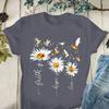 Faith Hope Love Daisy Print T Shirt Women Short Sleeve O Neck T Shirt Summer Women T Shirt Tops Camisetas Mujer