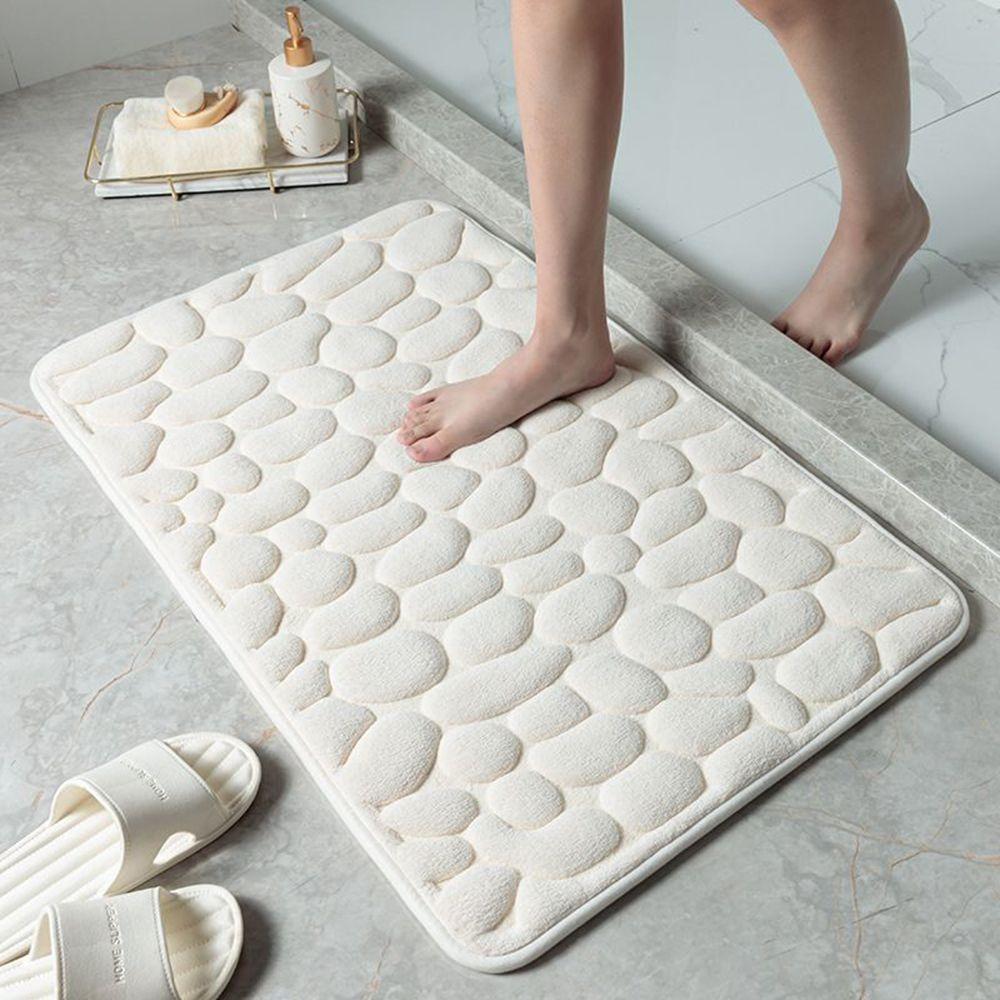 Non-slip Bath Mat Water Absorption Cobblestone Embossed Durable Bathtub Bathroom