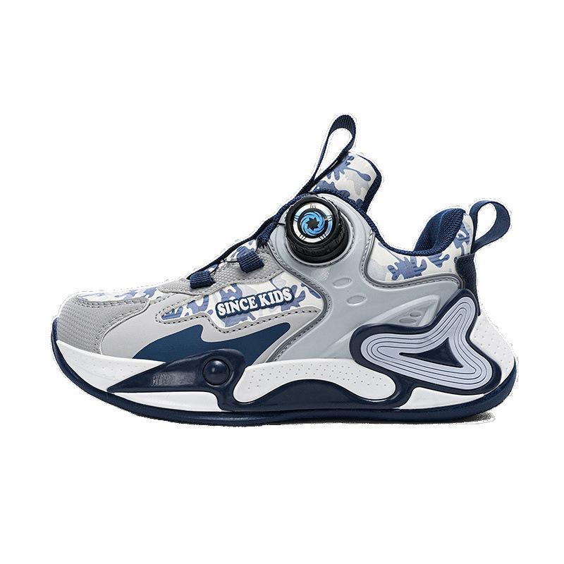 Boys Shoes 2025 Spring and Autumn Models Mesh Breathable Children's Sports Shoes Leather Surface Medium and Older Children's Running Shoes Youth Bas