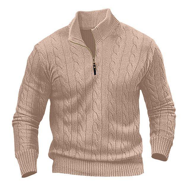 Men'S Autumn And Winter Men'S Twist Knitted Sweater Semi-Zipper Stand-Up Collar Casual Warm Sweater Men'S Bottoming Shirt