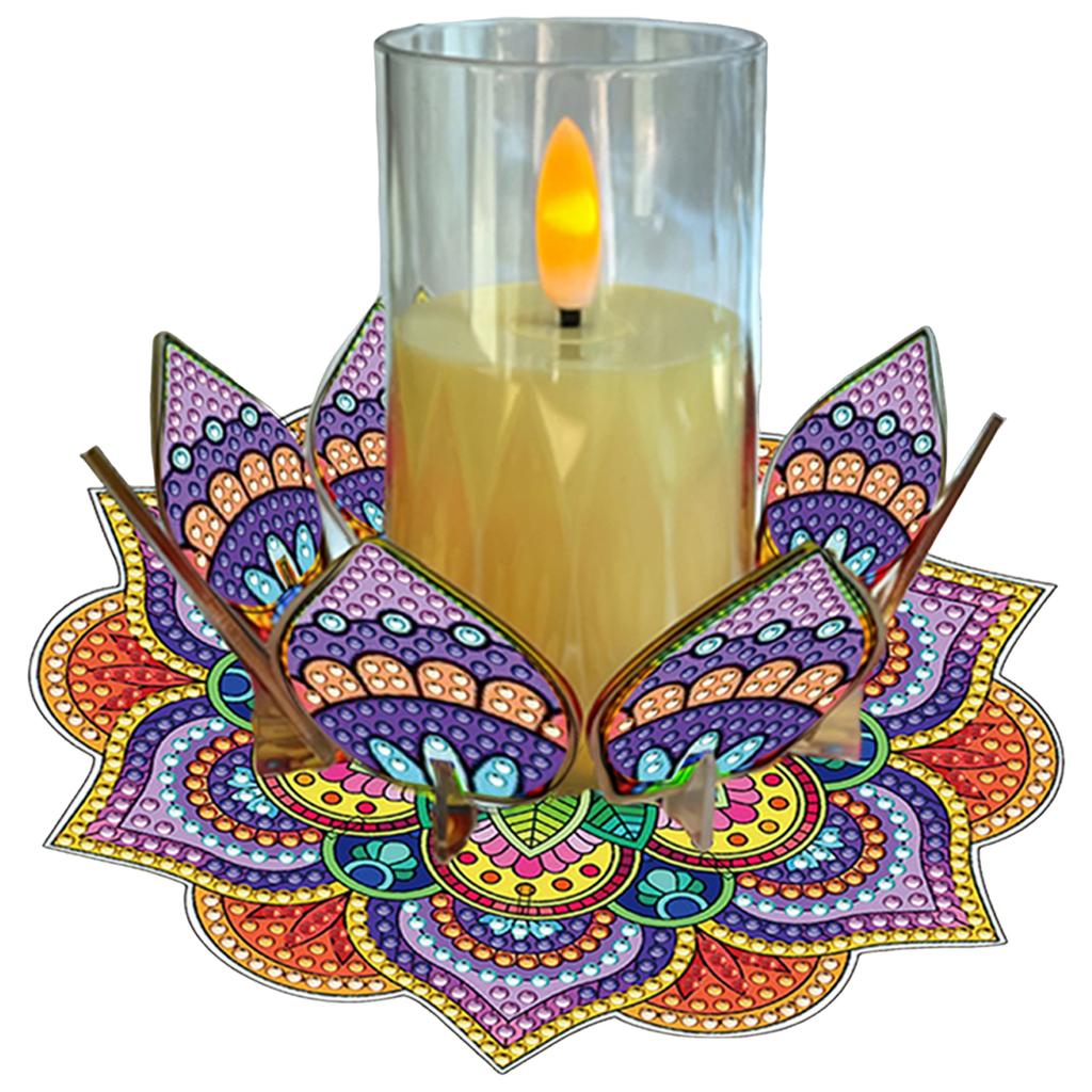 Mandala Acrylic DIY Candlestick Diamond Art Painting Kit Without Candles Table Centerpiece for Adults Home Party Decor