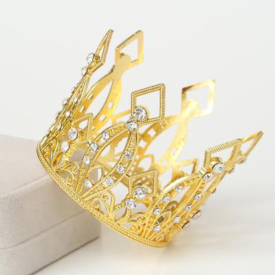 Танцевальная корона в стиле барокко, украшение для торта на день рождения, детский сплав, круглый, золотой, серебряный, маленький головной убор с короной