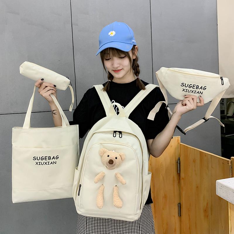 4 шт. наборы парусиновые школьные ранцы модный рюкзак для девочек женский рюкзак школьная сумка студенческие рюкзаки для ноутбуков