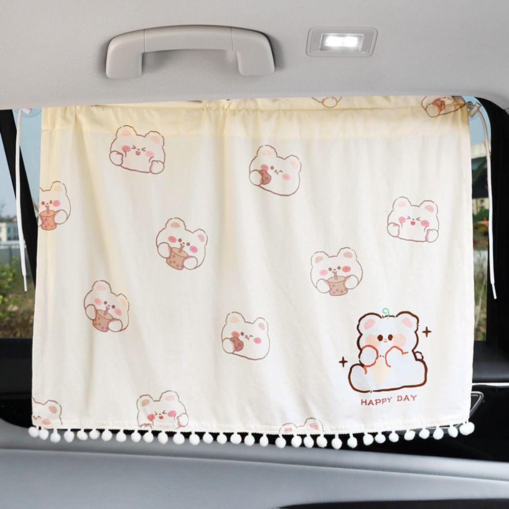Suction Cup Cartoon Car Curtain Panda Car Blackout Curtain Cute Car Sunshade Curtain Side Window