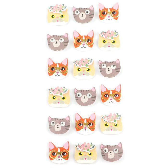 18 Mini 3D Cat Stickers 2 Cm