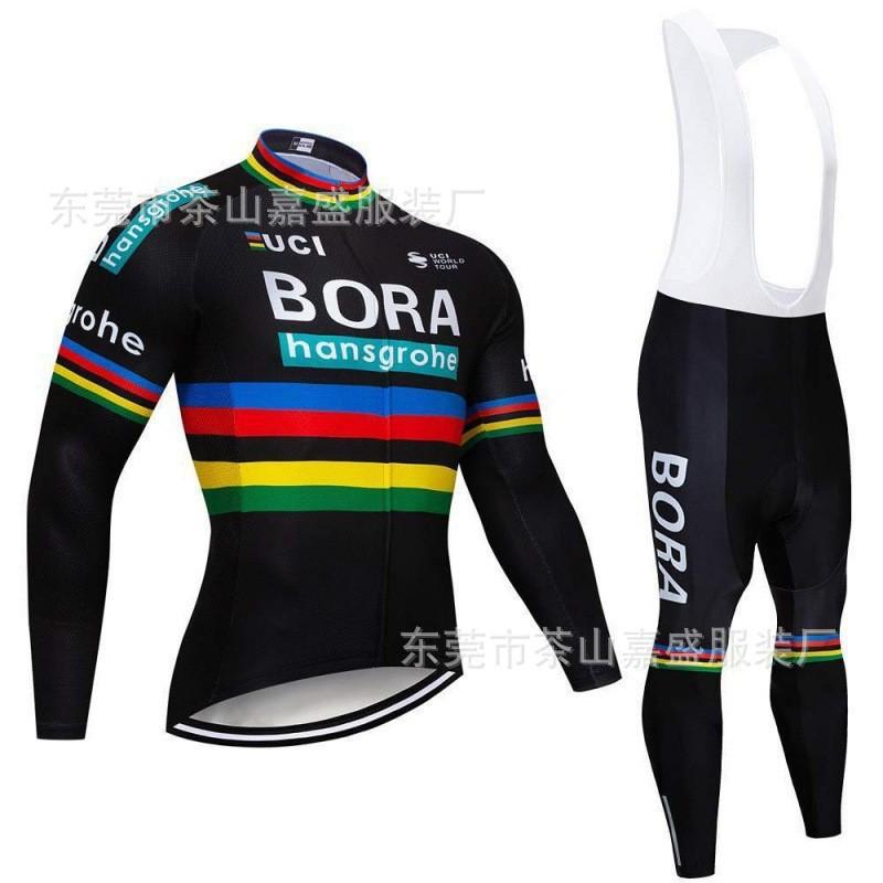 Long Sleeve Cycling Bib Set Men Women Road Mountain Bike Breathable Jersey