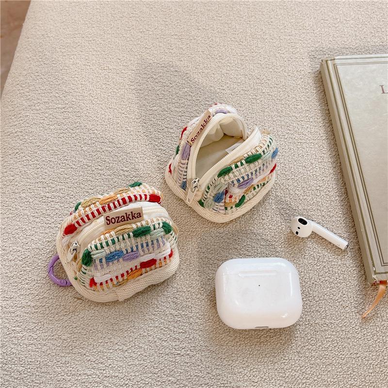 Rainbow braided suitable AirPods protective cover 1 creative apple wireless bluetooth 1st generation Pro1 earphone cover silicone