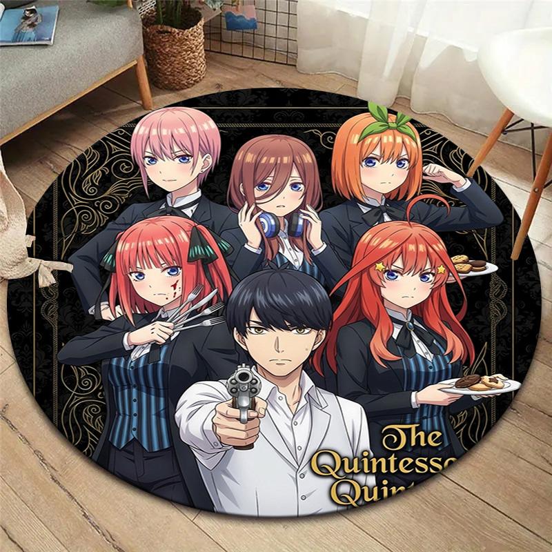 The Quintessential Quintuplets Round Area Rug Carpet Rug For Living Room Bedroom Sofa Playroom Decor Nonslip Floor Mat