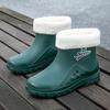 Короткие женские модные новые водонепроницаемые резиновые сапоги на плоской подошве из нескользящего ПВХ, износостойкие, белые короткие резиновые сапоги для улицы 36-40