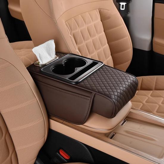 Универсальный чехол на подлокотник автомобиля, несколько отделений, простая установка, чехол на центральную консоль автомобиля с 2 подстаканниками