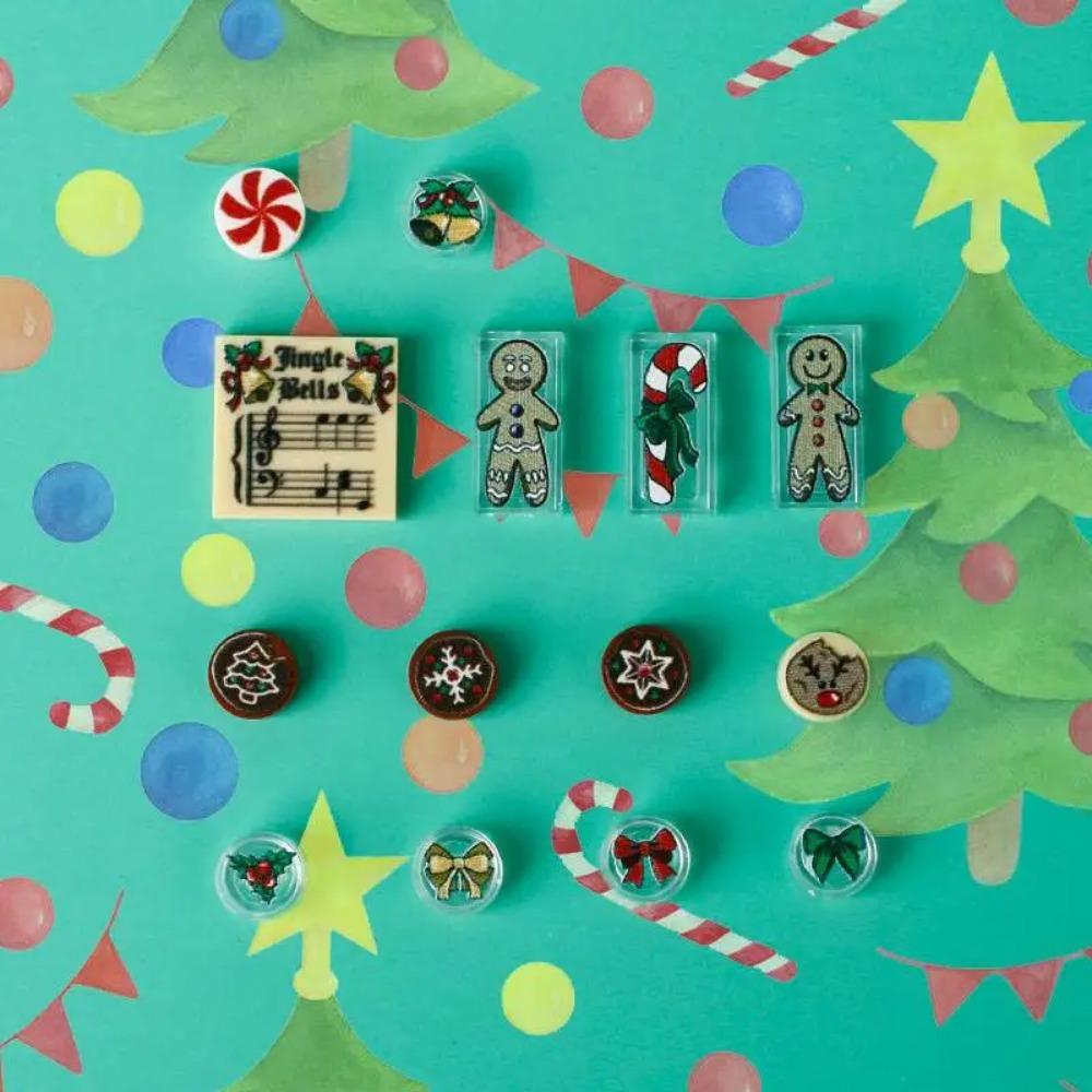 MOC City Christmas Building Blocks Figure Elk Sleigh Tree Garland Cape Coat Fireplace Candy Cane Snack Stand DIY Gift Toys K032