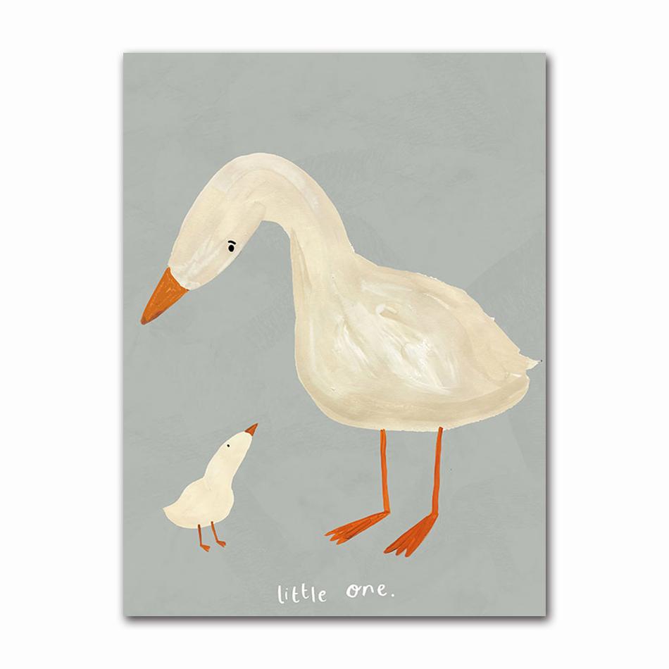 Boho Cartoon Rabbit Mouse Goose Nursery Wall Art Canvas Painting Nordic Retro Poster Prints Wall Picture Baby Kids Room Decor