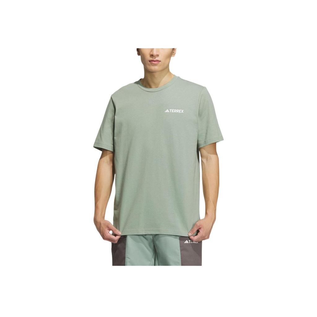 Adidas Повседневный свитер с коротким рукавом для мужчин, топы серебристо-зеленого цвета IS0283