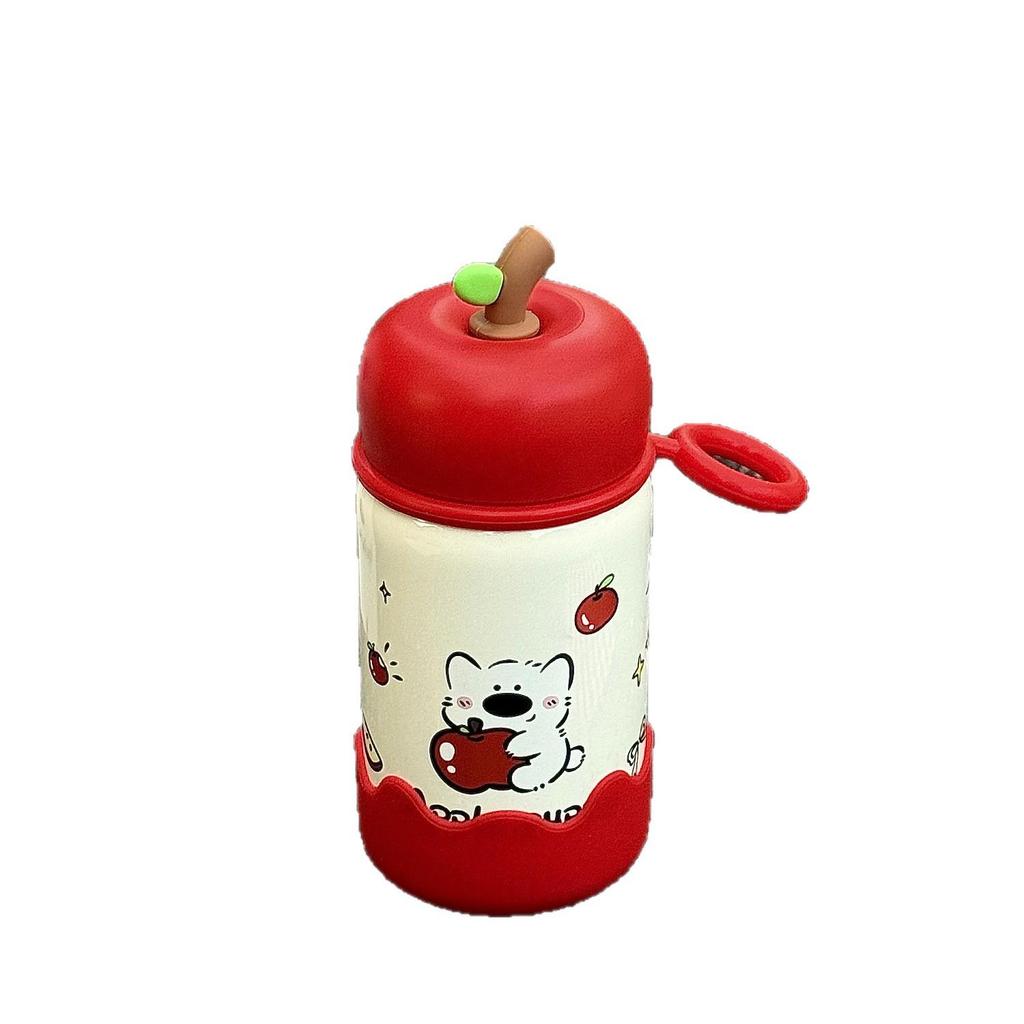 Charming Cartoon Insulated Stainless Steel Apple Water Cup - Large Capacity, Portable for Students