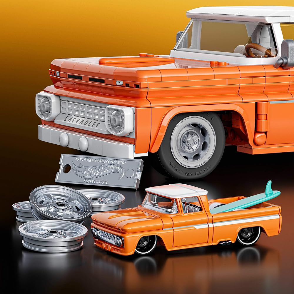 Конструктор Mattel Hot Wheels Elite Series Custom '62 Chevrolet Pickup, 858 деталей, реалистичная детализация, подходит для взрослых и детей от 10 лет.