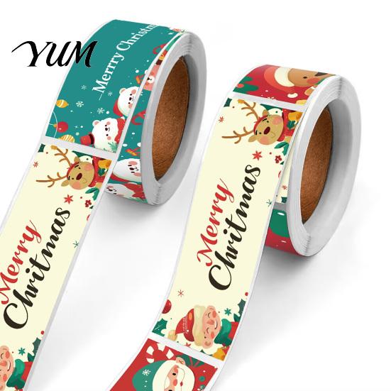 Self Adhesive Gift Wrapping Seals Christmas Sealing Stickers, Self-adhesive Decorative Labels, Coated Paper Packaging Finishing Touches Roll Stickers