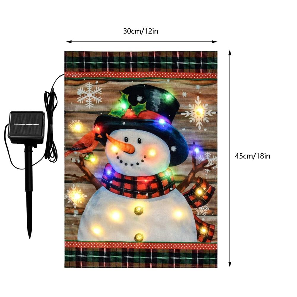 12x18" двухсторонний солнечный светодиодный снеговик садовый флаг для уличного фермерского дома сад газон рождественское украшение освещенные дворовые флаги 2025