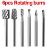 6Pcs HSS Routing Router Drill Bits Set Milling Cutter Rotary Burr Tool CNC Engraving Abrasive Tools Wood Metal Milling Cutter
