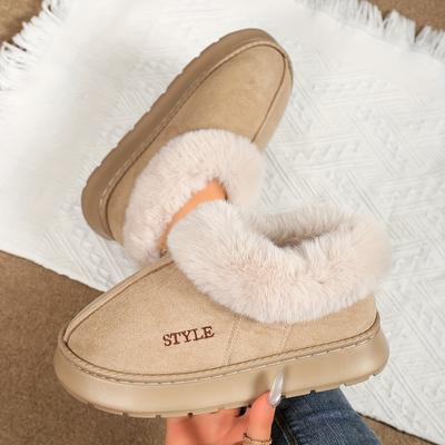 Мужские и женские теплые хлопковые туфли, похожие на замшу, удобные, теплые, нескользящие, пушистые тапочки для дома и улицы, полусапожки, хлопковые туфли