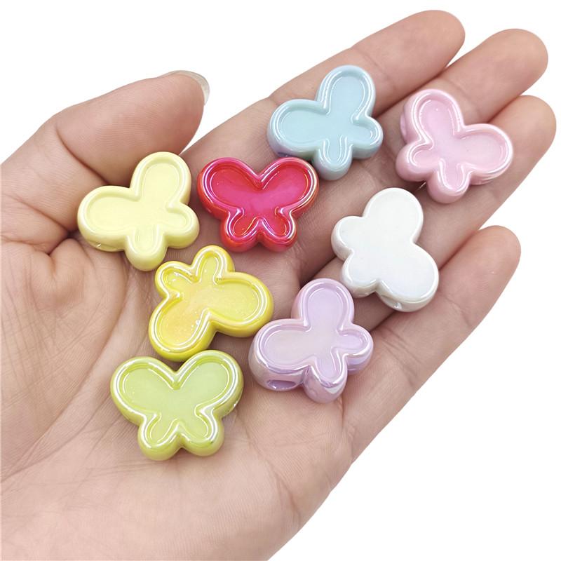 10Pcs Jewelry Accessories Fashion Butterfly Loose Beads Acrylic UV Dazzle Handmade Materials DIY Bracelet Necklace