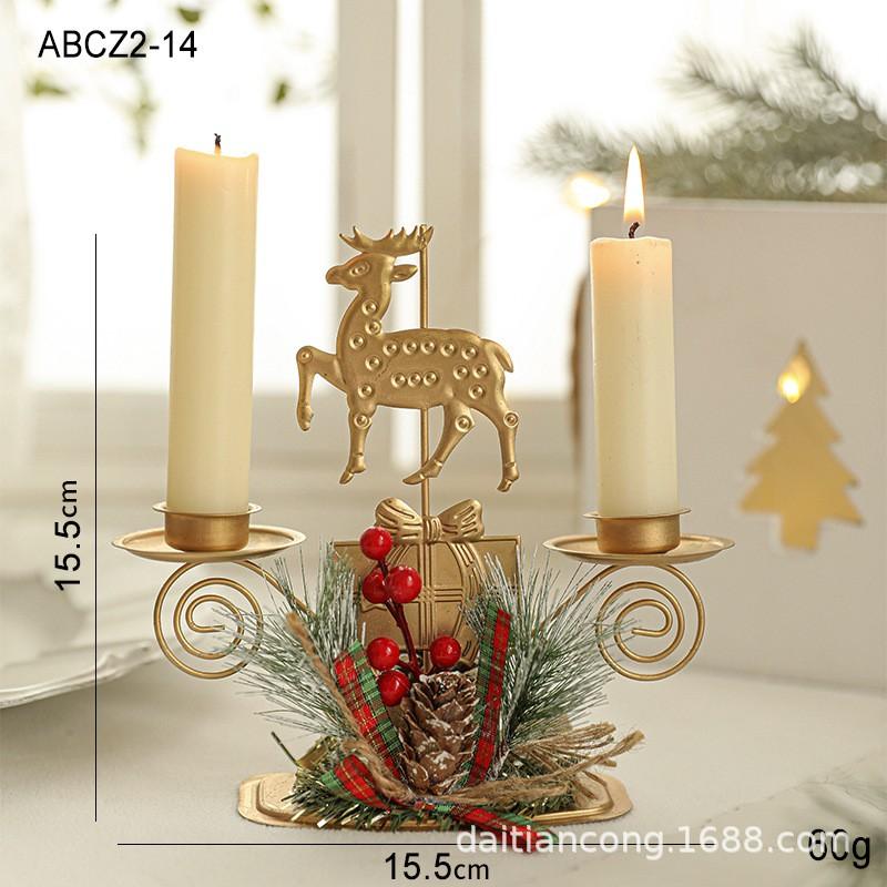 Christmas Gold Iron Double Candle Holder Window Table Decor Holiday Ornament