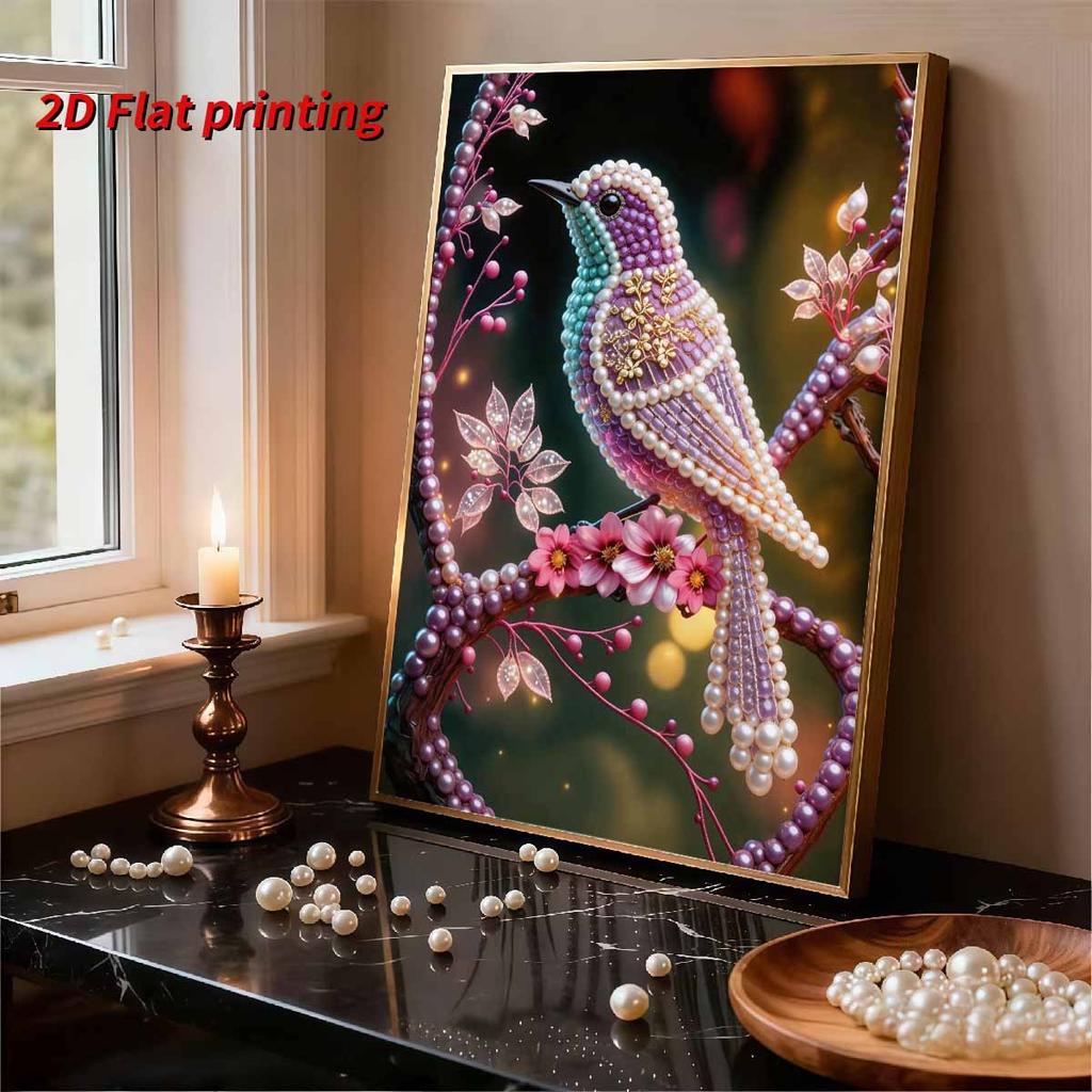 5D DIY Безрамная Жемчужная Картина Набор для Рисования с Узором Птичка, Подходит для Декора Стен Домашней Гостиной, Спальни и Других Помещений, Художественные Картины