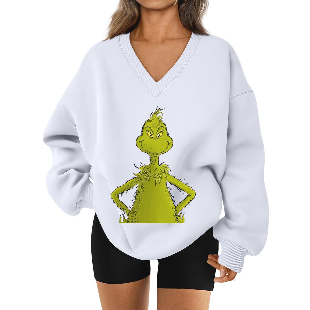 Women's Loose And Comfortable Letter V-neck Sportswear Long-sleeved Sweatshirt Daily Matching Clothes