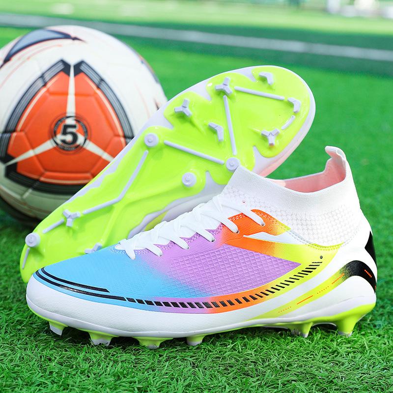 2024 New Football Shoes High-top Tf Broken Nails Artificial Turf AG Nails Leather Feet Training Shoes for Men and Women