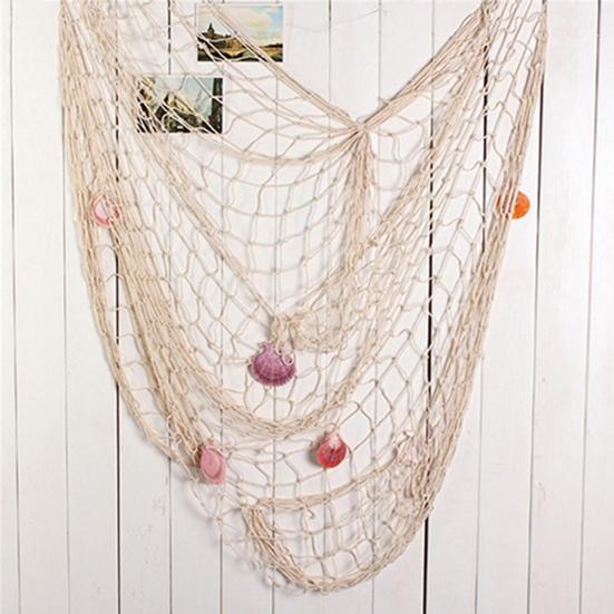 Fishing Net Decoration Wall Art Cotton Fish Net Picture Wall Hanging Fishing Net for Hawaiian Themed Party Under The Sea Party Decoration