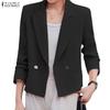 Women Casual Notched Lapel Long Sleeve Loose Thin Cardigan Tops