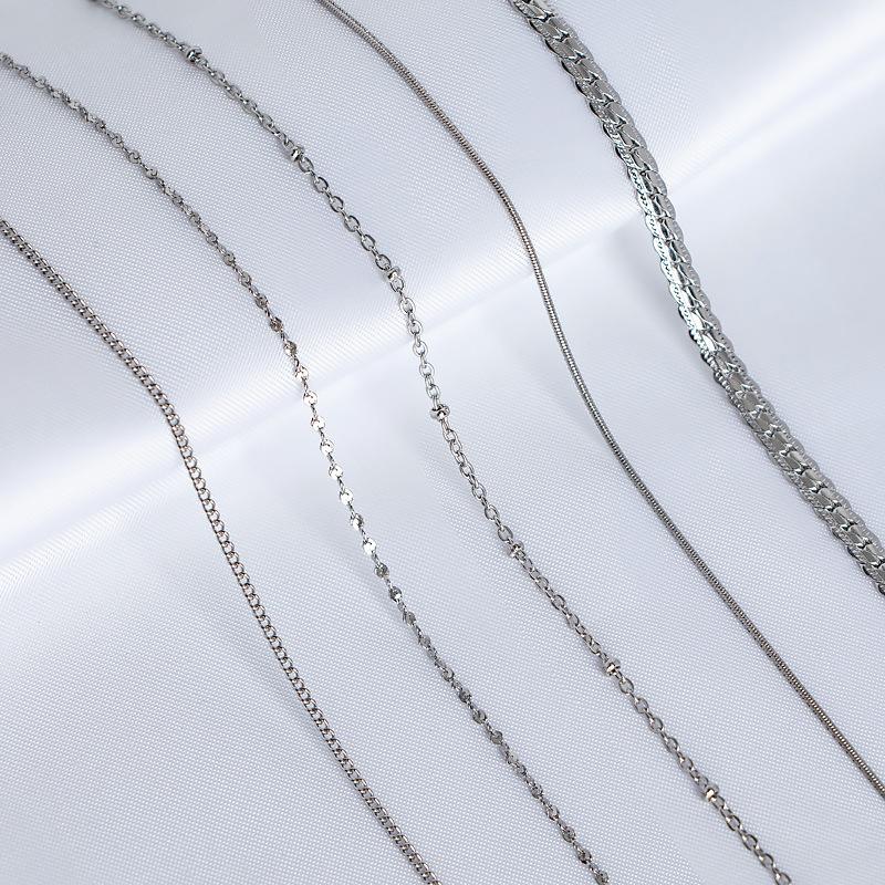 18K Gold Plain Chain Necklace Women'S O-Shaped Chain Collarbone Chain Snake Bone Color Gold Titanium Steel Thin Single Chain Rose Gold No Pendant