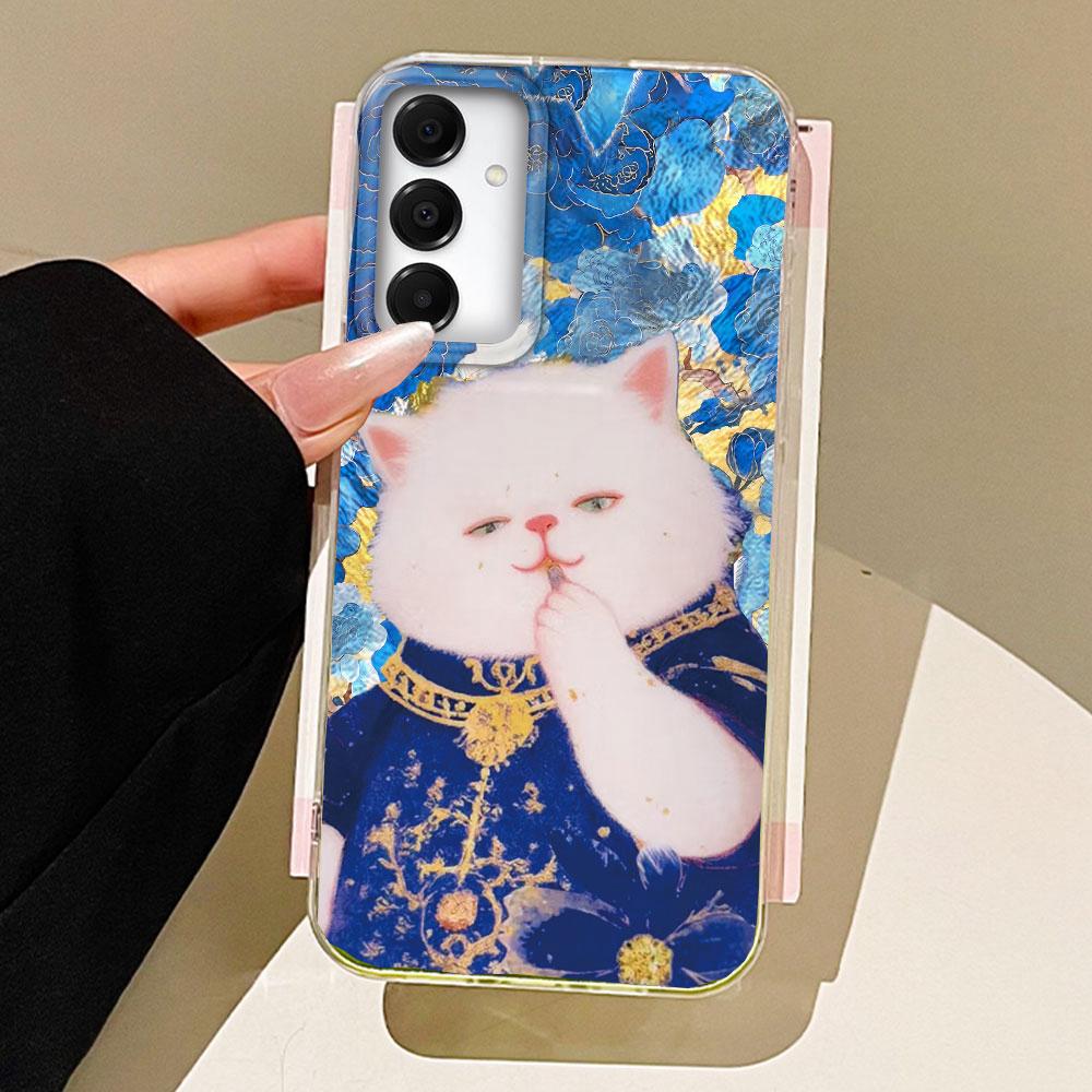 Retro Lucky Cute Cat Flower Phone Case for Samsung Galaxy A55 A07 A17 A56 A36 A26 A16 A53 A06 A14 A24 A34 A54 A15 A12 A22 Cover