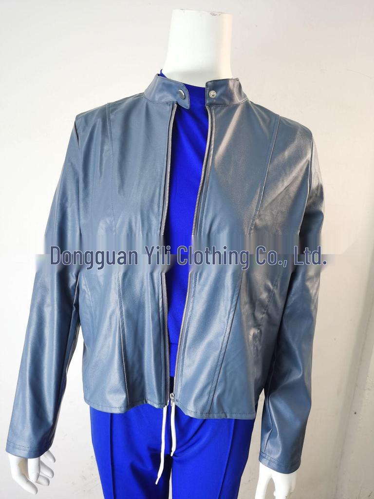 Женская кожаная куртка европейской и американской моды осень-зима 2025