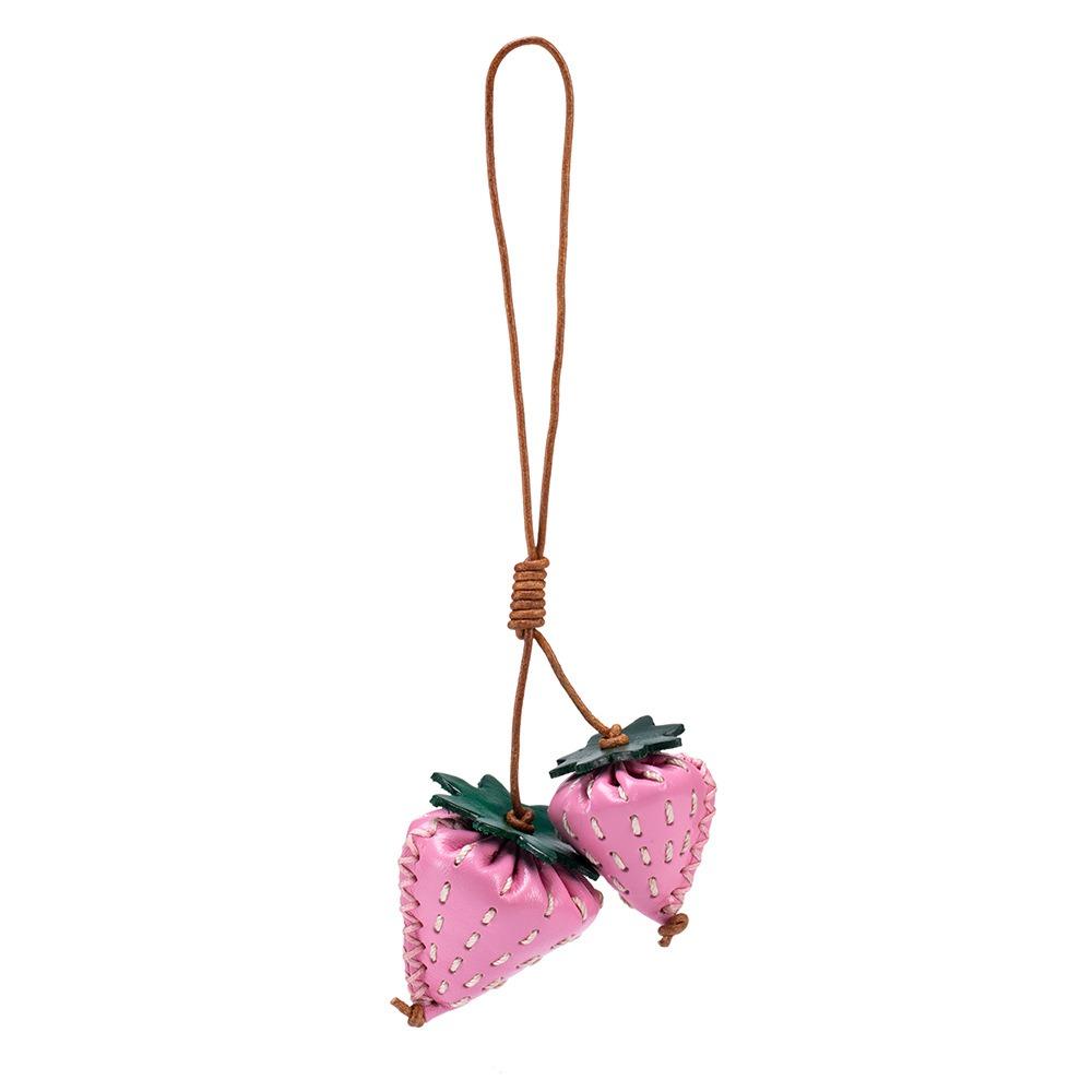 Strawberry Fruit Pendant Pear Bag Pendant Cute Leather Keychain  Women