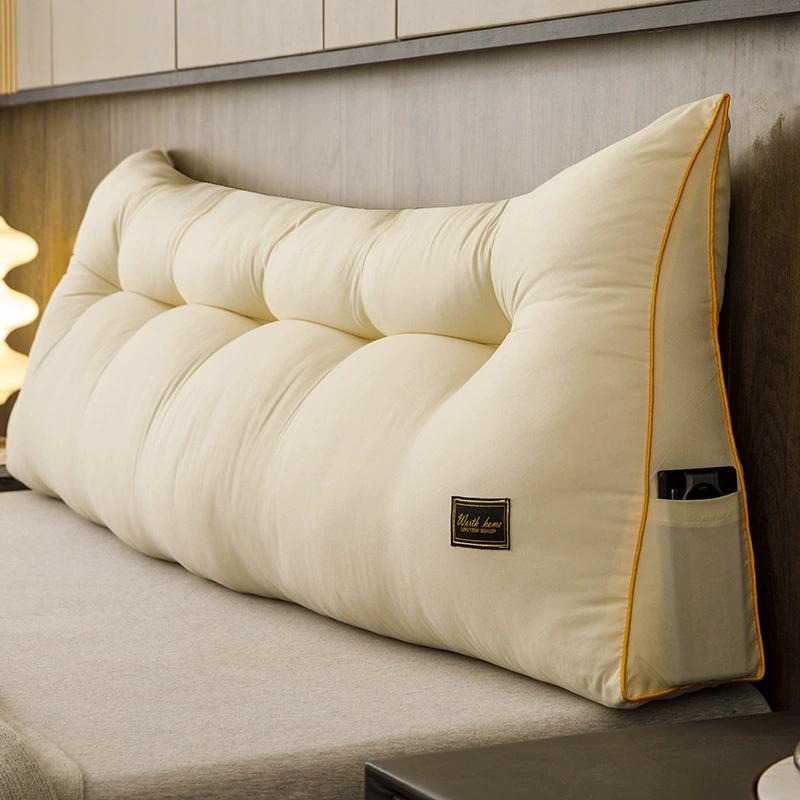 Headboard Triangular Cushion Removable Reading Wedge Pillows Backrest Support with Storage Pockets for Bed SSofa Coussin Canapé