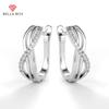 BELLA BOX Необычные серебряные серьги-кольца с кристаллами CZ, новый дизайн, женские аксессуары для ушей, универсальные эффектные ювелирные изделия