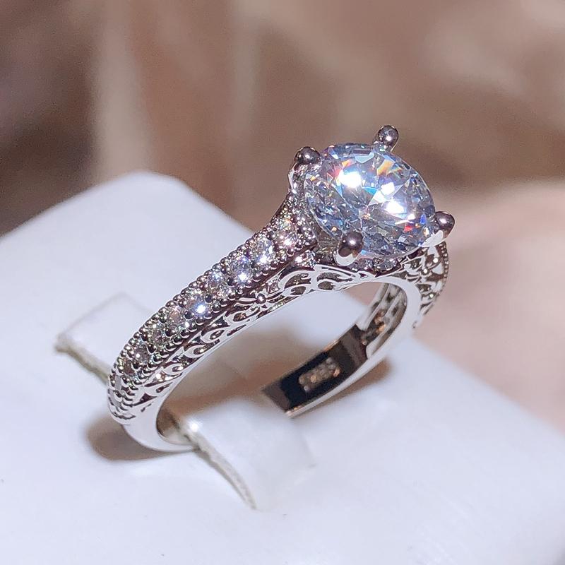 Новая мода простой набор бриллиантовое кольцо для женщин 925 штамп флэш-белое кольцо с цирконием вечерние свадебный подарок