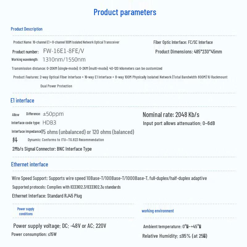 Fiberhome Vision Стойка 16E1 8FE PDH Оптический терминальный блок