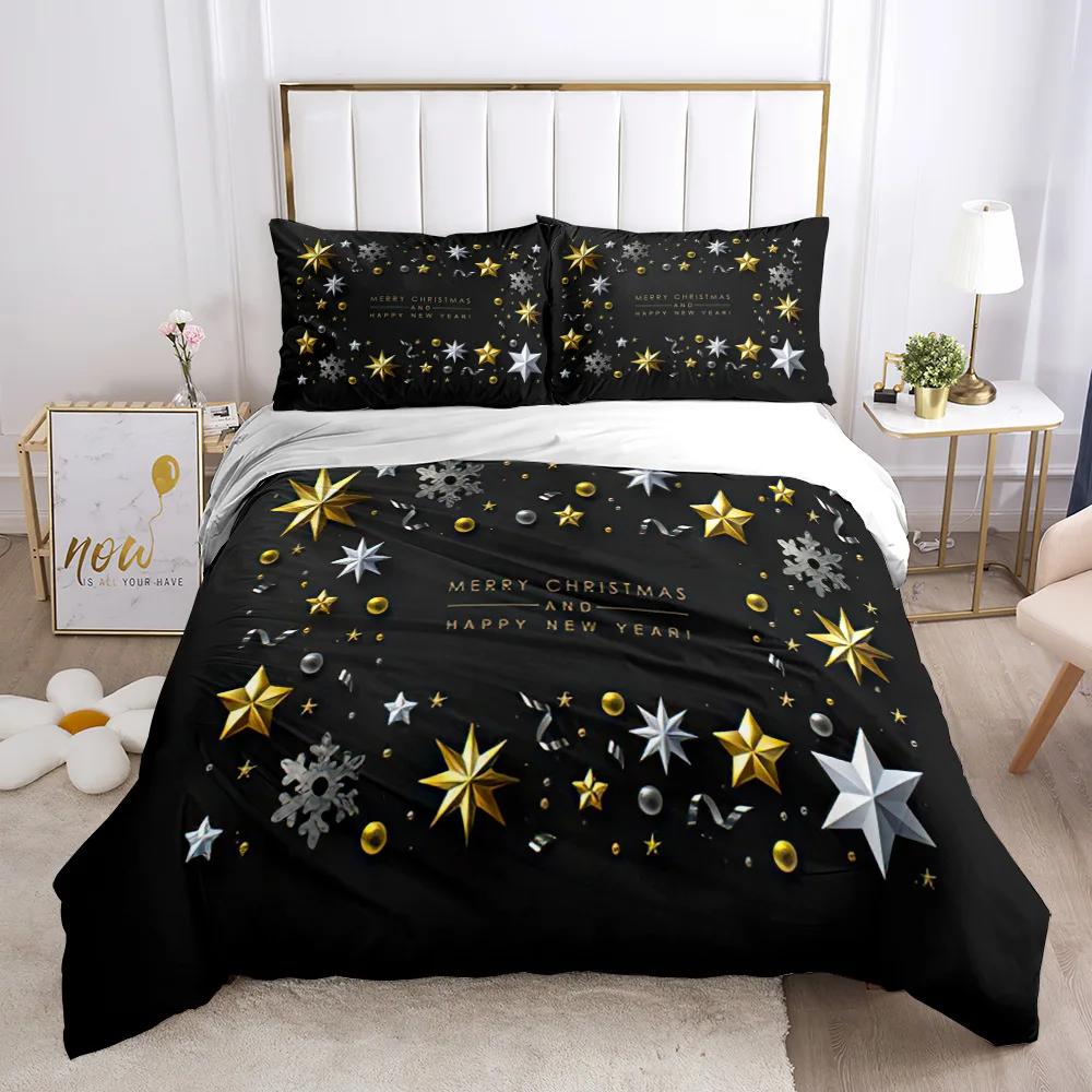 Black And Gold Light Luxury Christmas Down Quilt Cover Suitable For All Sizes In The US The Americas Single Double Size
