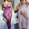 Romance Open Crotch Bodystockings Women Sexy Lingerie Breastless Fishnet Bodysuit Lace Bodycon Underwear Erotic Outfits Sex Set