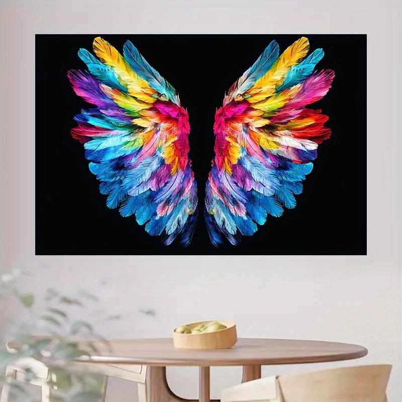 Two-dimensional flat background cloth bright rainbow-feathered wings background cloth - colorful angel wings design