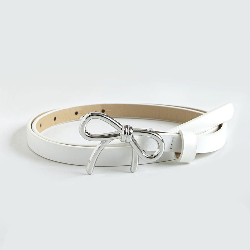 Women able Gold Silver Bowknot Buckle Belt PU Leather Thin Belt Casual Versatile Trend Jeans Ladies Waistband