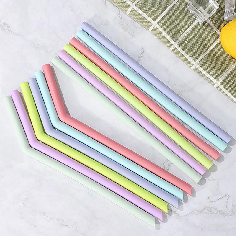 6Pcs Reusable Food Grade Silicone Straws Straight Bent Multicolor Drinking Straw For Children'S Party Bar Accessories