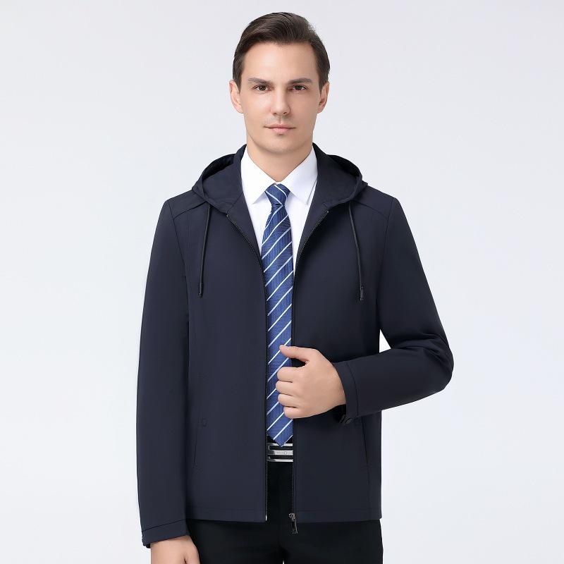 2025 Men's Spring/Autumn Hooded Business Casual Zipper Jacket