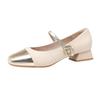 Luxury Branded Women Mary Jane Shoes Square Toe Chunky 3CM High Heels Pumps Light Shallow Buckle Strap Casual Flats Shoes Spring
