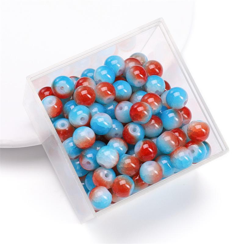 Комплект браслетов из бисера Summer Jelly Gold Glitter: Двойные стеклянные круглые бусины и полусахарные пузырчатые бусины