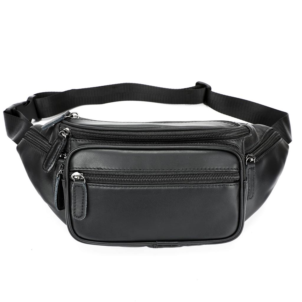 Cowhide Men's Bag Mobile Phone Waist Bag Genuine Leather Crossbody Bag Multi-functional Sports and Casual Crossbody Chest Bag